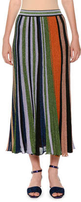 Missoni Lamé; Striped Pleated Pull-On Long Skirt