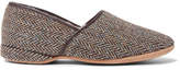 Thumbnail for your product : Derek Rose Crawford Shearling-Lined Harris Tweed Slippers