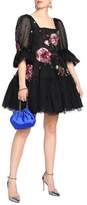 Thumbnail for your product : Dolce & Gabbana Flared Embellished Point D'espirit And Tulle Mini Dress