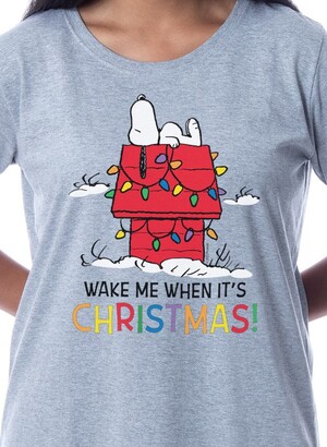 Intimo Peanut Women' Snoopy Wake Me Chritma Nightgown Sleep Pajama Shirt (XX-Large)