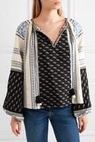 Thumbnail for your product : Sea Embroidered Cotton And Linen-blend Gauze Blouse - Black