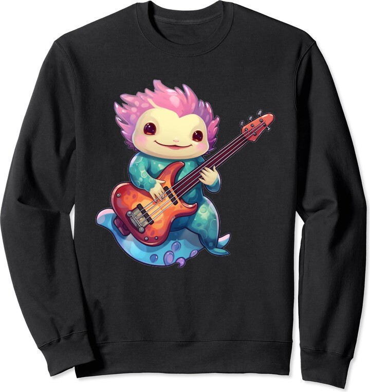 Axolotl Anime Guitar Bass Music Apparel Axolotl Playing Guitar Anime