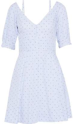Derek Lam 10 Crosby Embroidered Pinstriped Cotton-poplin Mini Dress