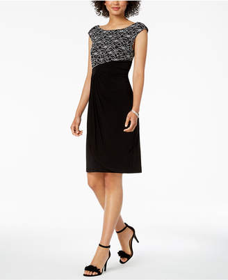 Connected Contrast Sequined-Lace Draped Dress