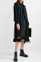 Thumbnail for your product : Comme des Garcons GIRL - Striped Wool-blend And Velvet Blazer - Midnight blue