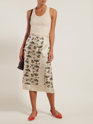 Bottega Veneta Hawaiian-print Twill Skirt - Ivory Multi