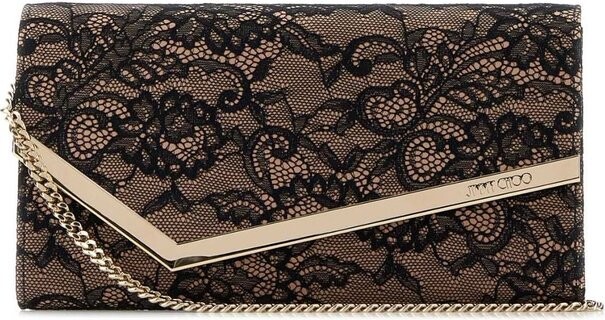 Jimmy Choo Emmie Lace Detailed Chained Clutch Bag