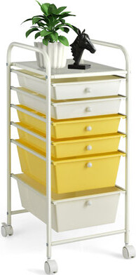 Latitude Run 6-Drawer Rolling Storage Cart, Multifunctional Art Craft Tools Organizer On Wheels, Heavy Duty Utility Mobile Storage Trolley W/ 2 Lockable Wheels For