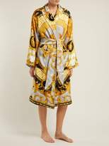 Thumbnail for your product : Versace La Coupe Des Dieux Baroque Print Silk Robe - Womens - Grey Gold