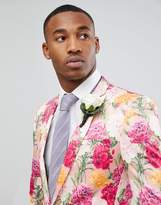 Thumbnail for your product : ASOS DESIGN Wedding Super Skinny Blazer In Pink Floral Print