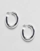 Thumbnail for your product : ASOS Design Silver Plated Oval Hoop Earrings