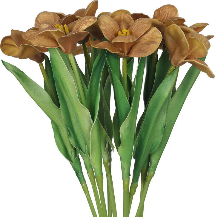 Unique Bargains Artificial Tulip Flowers, 10 Pack Open Petal Tulip Bouquets Khaki