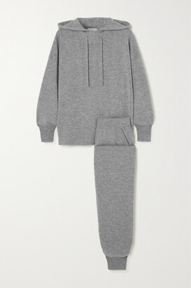 Allude Cashmere Hoodie And Track Pants Set - Gray - x small
