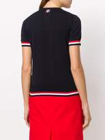 Thumbnail for your product : Thom Browne Crew Neck Short Sleeve Tee With Red, White And Blue Tipping Stripe In Cotton Crepe