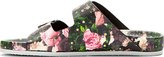 Thumbnail for your product : Givenchy Black Leather Floral Print Slip-On Sandals