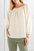 Thumbnail for your product : Hatch The Deanna Gathered Crinkled-satin Top - Ivory