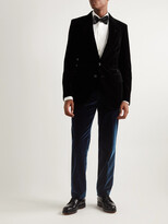 Thumbnail for your product : Ralph Lauren Purple Label Gregory Slim-Fit Tapered Pleated Cotton-Velvet Tuxedo Trousers
