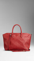 Thumbnail for your product : Burberry Medium Embossed Check Leather Tote Bag