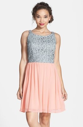 Way-In Lace Bodice Skater Dress (Juniors)