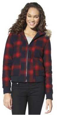 Mossimo Junior's Faux Wool Plaid Bomber Jacket -Assorted Colors