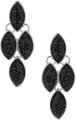 Black Sparkle Navette Earrings