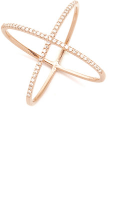 Ef Collection 14k Gold Pave Rose Gold Diamond X Ring