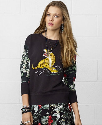 Denim & Supply Ralph Lauren Drop-Shoulder Tiger-Graphic Sweatshirt