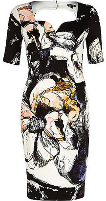 River Island Womens White floral cut out sweetheart miracle dress