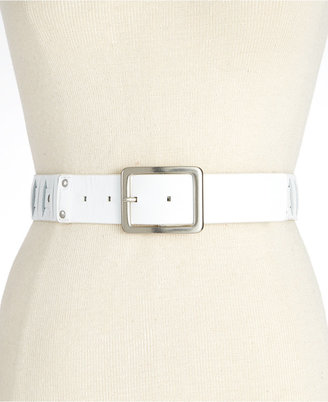 Calvin Klein Tumbled Woven Panel Nickel Belt