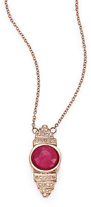 Jacquie Aiche Ruby, Diamond & 14K Rose Gold Deco Steps Necklace