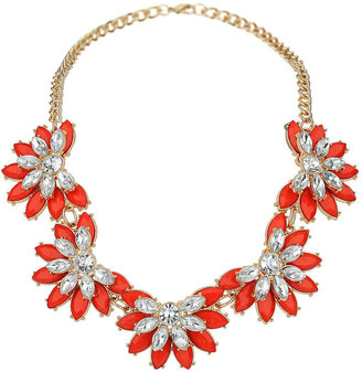 Wallis Red Navette Flower Necklace