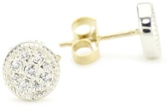 Mizuki Silver and Gold Petite Diamond Evil Eye Stud Earrings