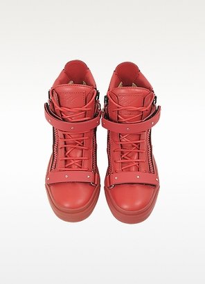 Giuseppe Zanotti London Red Leather and Metal High-Top Sneaker