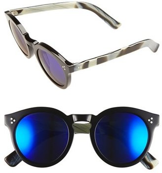 Illesteva Women's 'Leonard Ii' 50Mm Round Mirrored Sunglasses - Black/ Horn/ Violet