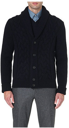 Façonnable Shawl-collar cable-knit cardigan