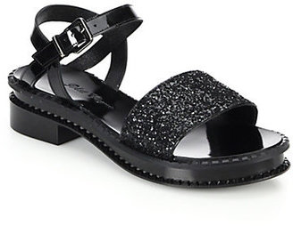 Robert Clergerie Old Glittered Patent Leather Sandals