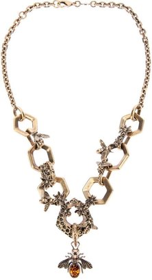 Alexander McQueen Hexagon and bee skull necklace