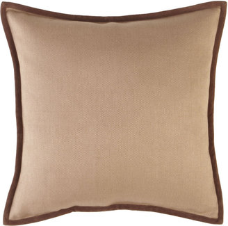 Ralph Lauren Basketweave Pillow with Suede Piping, 18"Sq.