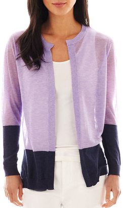 Liz Claiborne Long-Sleeve Colorblock Cardigan Sweater