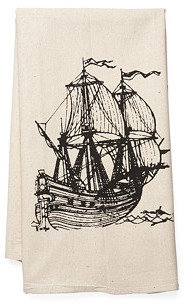 Ship Tea Towel, Black