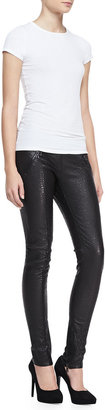 RtA Denim Snake-Print Leather Pull-On Skinny Pants