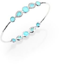 Ippolita Stella Turquoise, Mother-Of-Pearl, Diamond & Sterling Silver Double Tiara Bangle Bracelet
