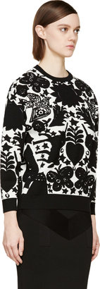 Alexander McQueen Vanilla & Black Jacquard Naive Pattern Sweater