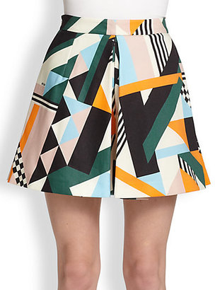 MSGM Geometric-Print Skirt