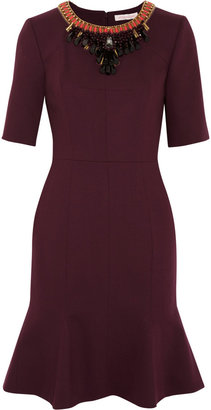 Matthew Williamson Embellished double-faced wool-blend crepe dress