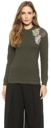 No.21 Green Sequin Shoulder Sweater