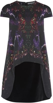 Alexander McQueen Moth print crepe and velvet A-line dress