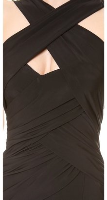 Donna Karan Sleeveless Halter Draped Gown