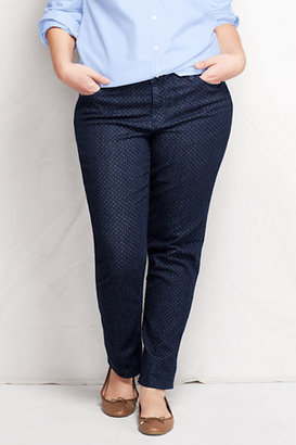 Lands' End Women's Plus Size Pattern Mid Rise Straight Leg Jeans