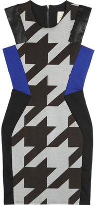 Mason by Michelle Mason Leather-paneled stretch-jersey mini dress